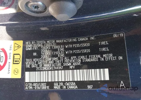 2019 Lexus Rx 350 z USA, uszkodzony, nr VIN 2T2ZZMCA5KC144947